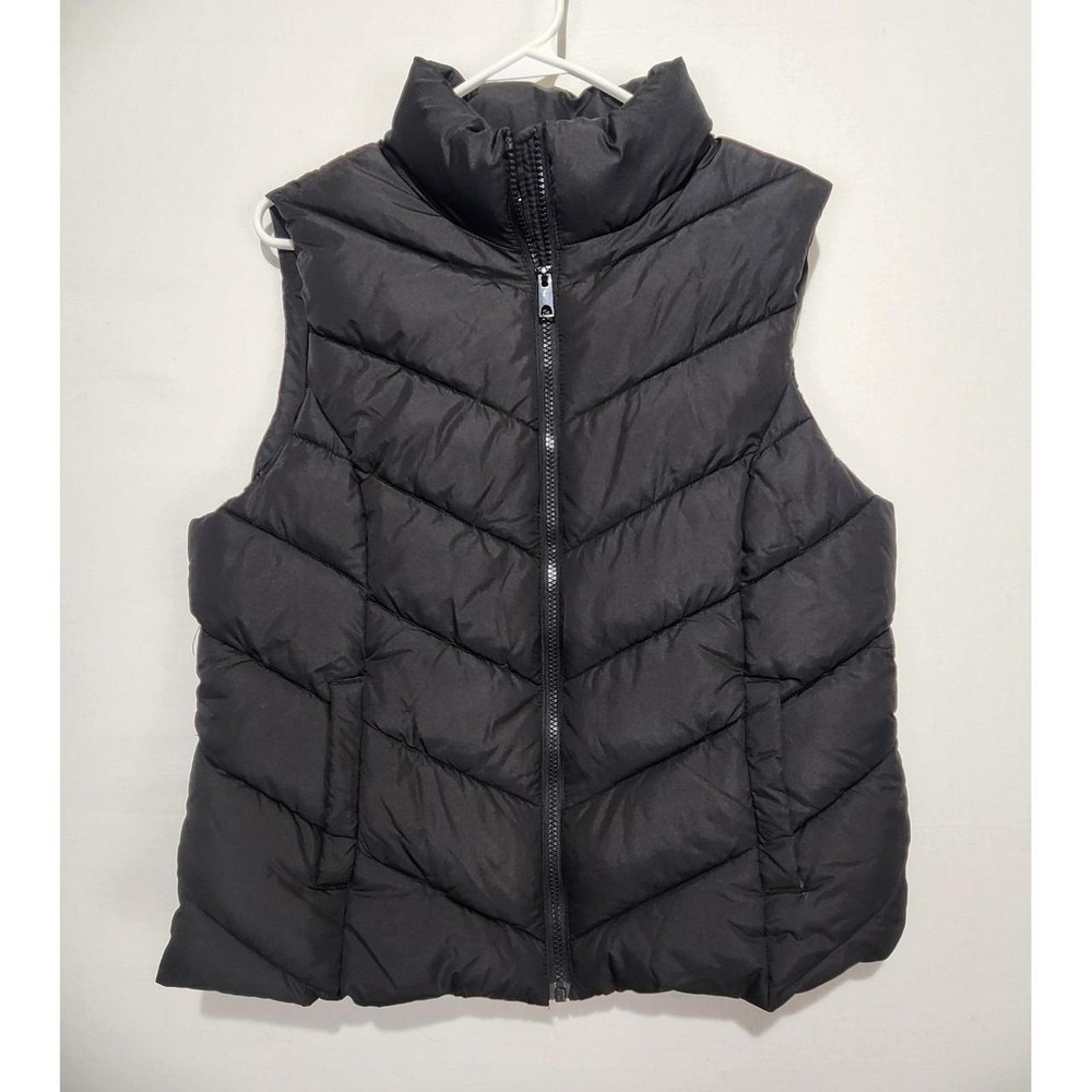 Cole Haan Women's Black Quilted Puffer Vest Full Zip High Collar Lightweight